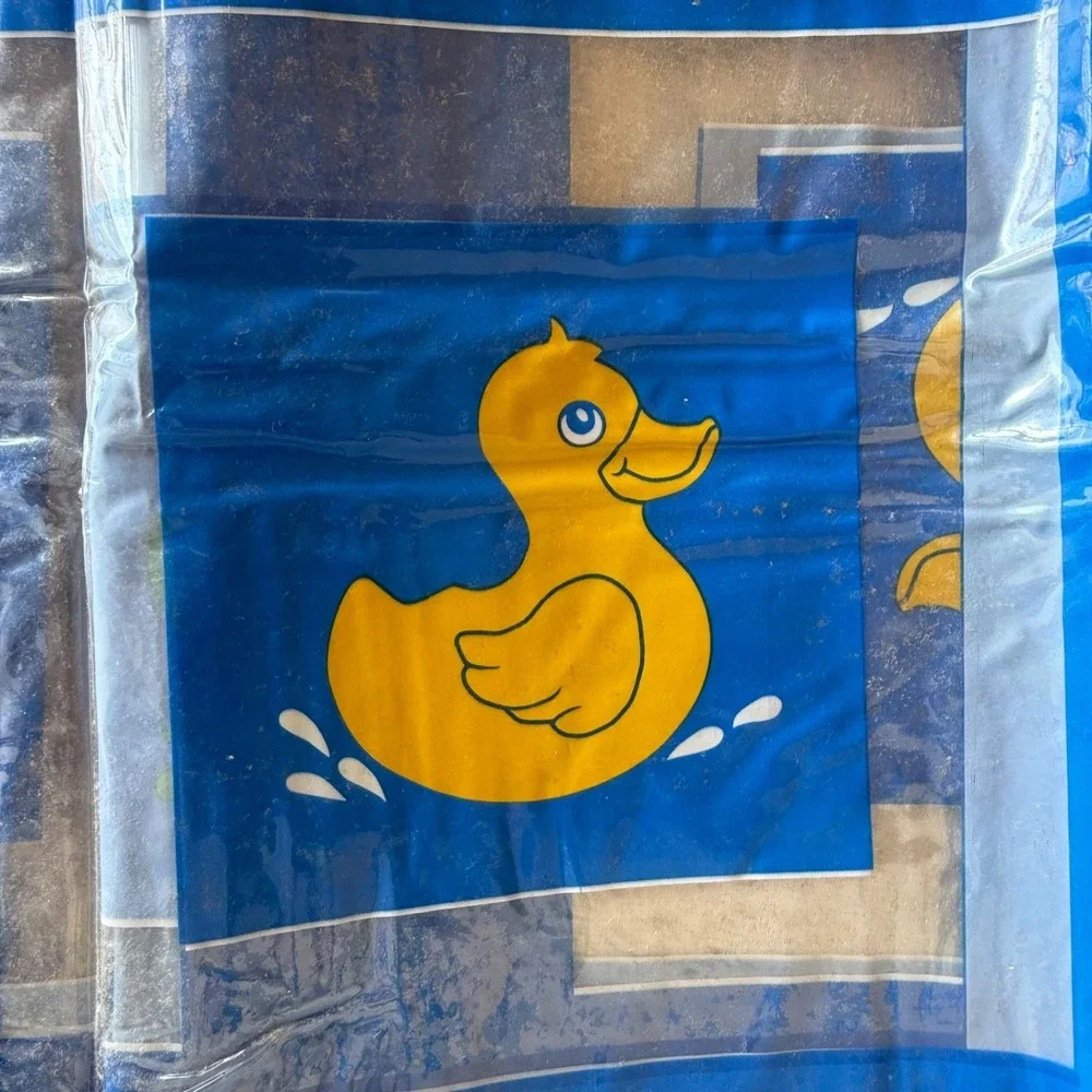 Vintage Kids Plastic Shower Curtain Whale Duck Frog Blue‎ Bathroom